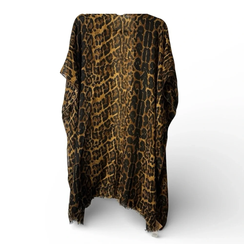 L.I.B New York Leopard Kimono Cover Up Light Weight New Brown - Picture 2 of 4
